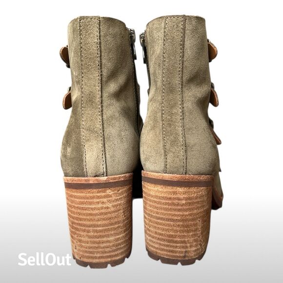 Kork-Ease Women's Green Suede Ankle Boots Size 9 Casual Block Heel - Picture 3 of 7